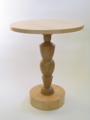 Caryatid table, white oak & curly maple