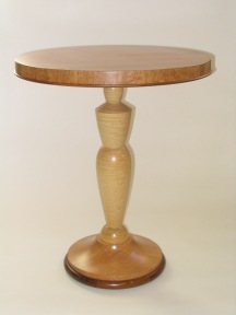 Caryatid table, curly maple, cherry & rosewood