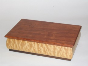 Jewlry box, quilted maple, bubinga, purpleheart & rosewood