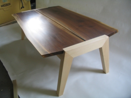 Coffee table, walnut & maple